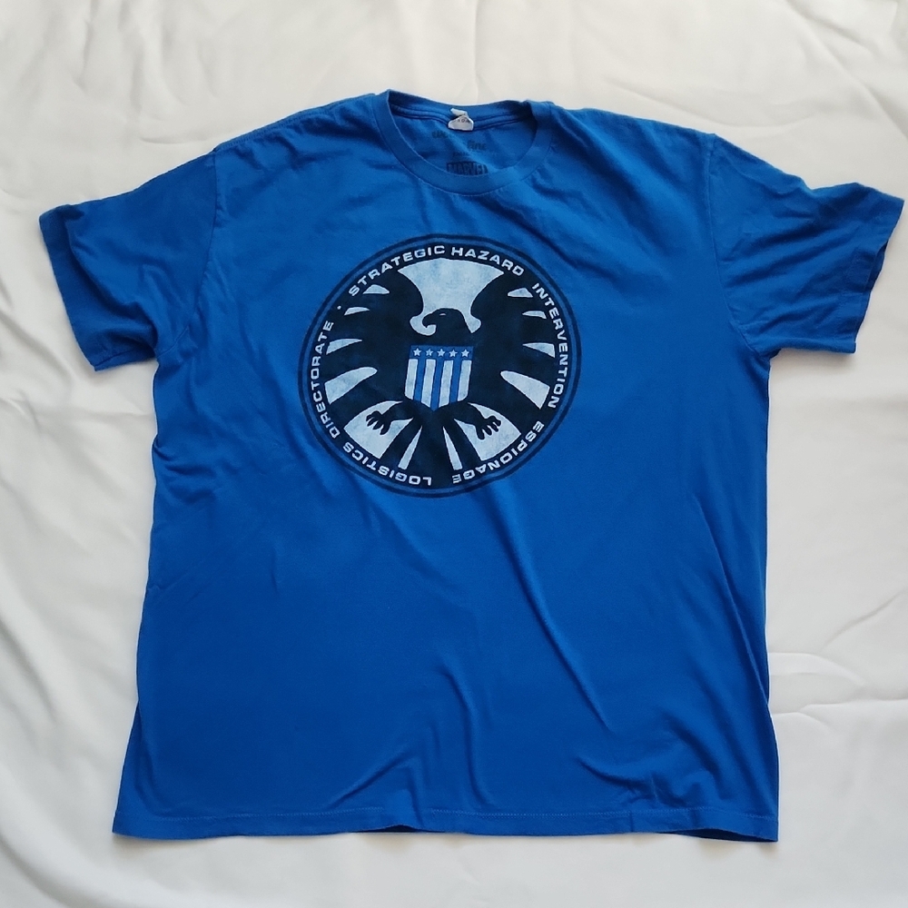 Bright Blue Marvel SHIELD Short Sleeve Tee